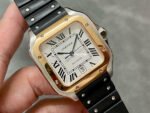 THB Factory Cartier Santos W2SA0009 39.8mm Steel Rubber Strap Roman Numerals Silver Dial - Image 2