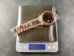 8+ Factory Counterweight Rolex Day-Date 118235 36mm Diamond Rose Gold Bezel Full Rose Gold Diamond Mope&Baguette Diamond Brown Dial - Image 9