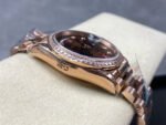 8+ Factory Counterweight Rolex Day-Date 118235 36mm Diamond Rose Gold Bezel Full Rose Gold Diamond Mope&Baguette Diamond Brown Dial - Image 5