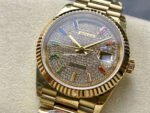 8+ Factory Counterweight Rolex Day-Date 128238-0051 36mm Full Yellow Gold Baguette Diamond Yellow Gold Dial - Image 3