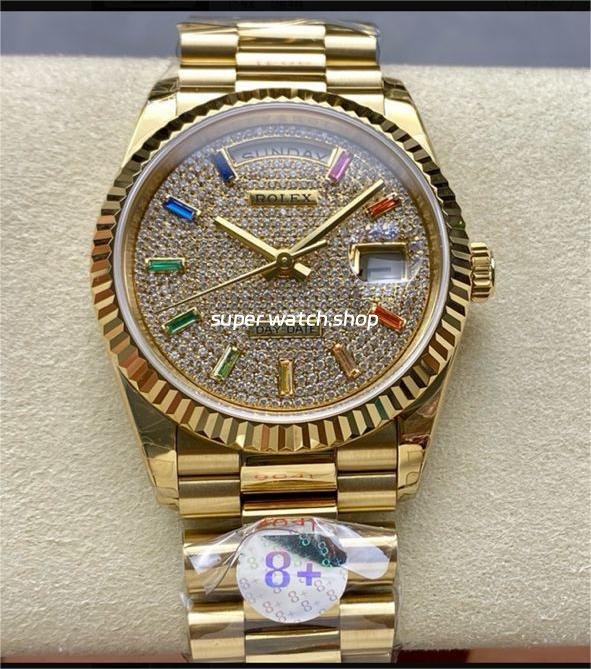 8-Factory-Counterweight-Rolex-Day-Date-128238-0051-36mm-Full-Yellow-Gold-Baguette-Di-6.jpg 8+ Factory Counterweight Rolex Day-Date 128238-0051 36mm Full Yellow Gold Baguette Diamond Yellow Gold Dial - Image 1