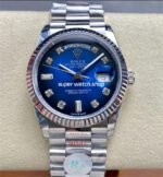 8+ Factory Counterweight Rolex Day-Date 128239-0023 36mm Full 904L Diamond Mop&Baguette Diamond Dark Blue Dial