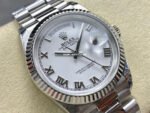 8+ Factory Counterweight Rolex Day-Date 128239-0038 36mm Full White Gold Roman Numerals White Dial - Image 2