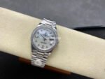 8+ Factory Counterweight Rolex Day-Date 128349RBR-0004 36mm Diamond Bezel Full White Gold Diamond Mope&Baguette Diamond Mother Of Pearl Dial - Image 4