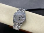 8+ Factory Counterweight Rolex Day-Date 128349RBR-0006 36mm Diamond White Gold Bezel Full White Gold Baguette Diamond White Gold Dial - Image 4