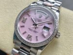 8+ Factory Counterweight Rolex Day-Date 128349RBR-0008 36mm Diamond Bezel Full 904L Roman Number Pink Dial - Image 3