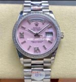 8+ Factory Counterweight Rolex Day-Date 128349RBR-0008 36mm Diamond Bezel Full 904L Roman Number Pink Dial