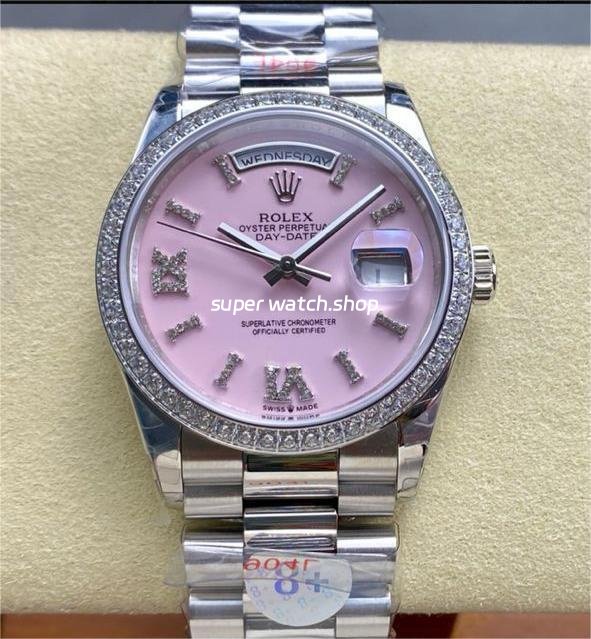 8-Factory-Counterweight-Rolex-Day-Date-128349RBR-0008-36mm-Diamond-Bezel-Full-904L-Ro-8.jpg 8+ Factory Counterweight Rolex Day-Date 128349RBR-0008 36mm Diamond Bezel Full 904L Roman Number Pink Dial - Image 1