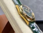 8+ Factory Counterweight Rolex Day-Date 36mm 128238-0069 Yellow Gold Crocodile Leather Strap Diamond Mope&Baguette Diamond Green Ombré Dial - Image 5