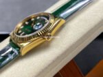 8+ Factory Counterweight Rolex Day-Date 36mm 128238-0069 Yellow Gold Crocodile Leather Strap Diamond Mope&Baguette Diamond Green Ombré Dial - Image 6