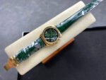 8+ Factory Counterweight Rolex Day-Date 36mm 128238-0118 Yellow Gold Crocodile Leather Strap Roman Numerals Green Ombré Dial - Image 4