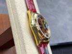 8+ Factory Counterweight Rolex Day-Date 36mm 128238 Yellow Gold Crocodile Leather Strap Diamond Mope&Baguette Diamond Red Ombré Dial - Image 5