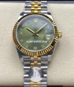 8+ Factory Rolex Datejust 278273-0030 31mm Half Yellow Gold Diamond Green Dial Jubilee