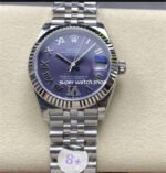8+ Factory Rolex Datejust 278274-0026 31mm Full Steel Roman Numerals Diamond Purple Dial Jubilee
