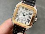 THB Factory Cartier Santos W2SA0009 39.8mm Steel Rubber Strap Roman Numerals Silver Dial - Image 3