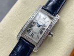 8848 Factory Cartier Tank Américaine 19mm Diamond Bezel Roman Numerals Silver Dial - Image 3