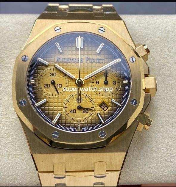 987a1e76-1861-4b64-9c20-78c19aee706e.jpg BF Factory Audemars Piguet Royal Oak Chronograph 26240BA.OO.1320BA.02 41mm Full Yellow Gold Champagne Dial - Image 1