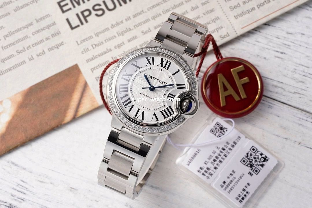 AF-Factory-Cartier-Ballon-Bleu-W4BB0023-33mm-Diamond-Bezel-Full-Steel-Roman-Numerals-Silver-D-4.jpg AF Factory Cartier Ballon Bleu W4BB0023 33mm Diamond Bezel Full Steel Roman Numerals Silver Dial - Image 1