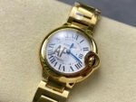 AF Factory Cartier Ballon Bleu W69001Z2 28mm Full Gold Roman Numerals Silver Dial - Image 3