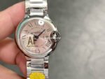 AF Factory Cartier Ballon Bleu W6920034 28mm Full Steel Roman Numerals Pink Dial