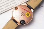 AF Factory Cartier Ballon Bleu WJBB0033 33mm Diamond Bezel Rose Gold Leather Strap Roman Numerals Silver Dial - Image 8