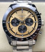 AF Factory Longines Conquest Chronograph L3.835.4.02.6 42mm Full Steel Strap Black Eyes Champagne Dial