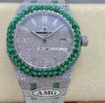 AMG Factory Audemars Piguet Royal Oak Selfwinding 15400 41mm Green Diamond Bezel Full Green White Diamond Steel Diamond Baguette Dial