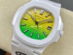 AMG Factory Customer Made Patek Philippe Nautilus PP5711 40mm Ceramics White Rubber Strap Yellow Green Dial - Image 3