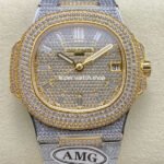 AMG Factory Patek Philippe Nautilus PP5711 40mm Small Diamond Bezel Half Yellow Gold Diamond Baguette Diamond Gold Dial