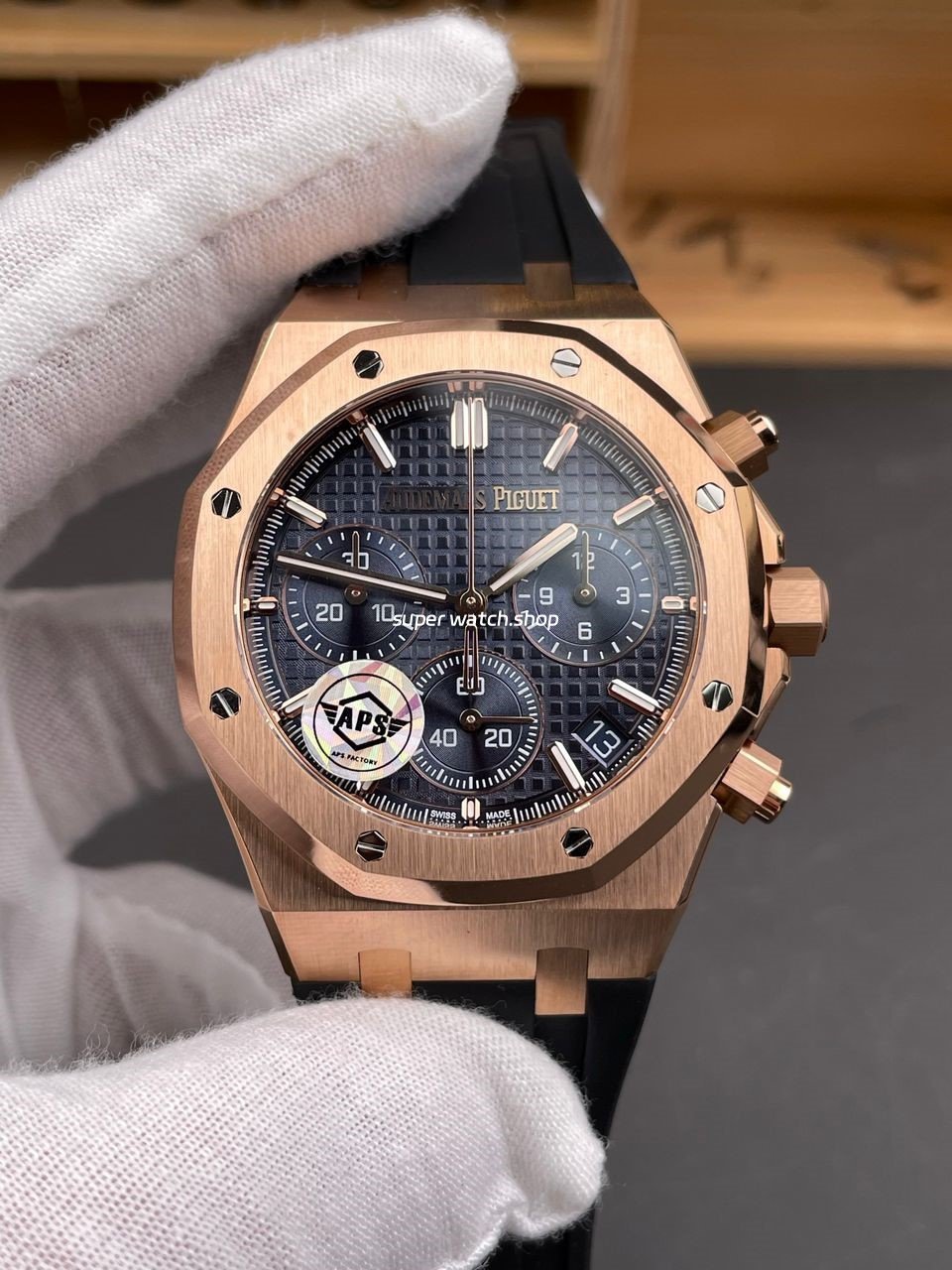 APS-Factory-Audemars-Piguet-Royal-Oak-Chronograph-26240OR.OO_.1320OR.01-41mm-Rubber-Strap-Rose-Gold-Blue-Dial-6.jpeg APS Factory Audemars Piguet Royal Oak Chronograph 26240OR.OO.1320OR.01 41mm Rubber Strap Rose Gold Blue Dial - Image 1