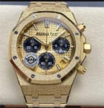 APS Factory Frosted Audemars Piguet Royal Oak Chronograph 26240BA.GG.1324BA.01 41mm Full Frosted Yellow Gold Black Eye Yellow Gold Dial