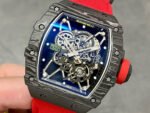 BBR Factory Richard Mille 42mm RM35-01 Black Carbon Fiber Red Canvas Strap Black Skeletonized - Image 3