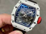 BBR Factory Richard Mille 42mm RM35-01 White Carbon Fiber Black Canvas Strap Black Skeletonized - Image 3