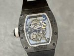 BBR Factory Richard Mille 43mm RM055 Black Carbon Fiber Black Rubber Strap White Skeletonized Dial - Image 7