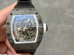 BBR Factory Richard Mille 43mm RM055 Black Carbon Fiber Black Rubber Strap White Skeletonized Dial