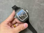 BBR Factory Richard Mille 43mm RM055 Black Carbon Fiber Black Rubber Strap White Skeletonized Dial - Image 4