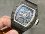 BBR Factory Richard Mille 43mm RM055 Black Carbon Fiber Black Rubber Strap White Skeletonized Dial - Image 3