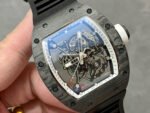 BBR Factory Richard Mille 43mm RM055 Black Carbon Fiber Black Rubber Strap White Skeletonized Dial - Image 2