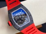 BBR Factory Richard Mille 43mm RM055 Black Carbon Fiber Red Rubber Strap Black Skeletonized Dial - Image 7