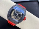BBR Factory Richard Mille 43mm RM055 Black Carbon Fiber Red Rubber Strap Black Skeletonized Dial - Image 4
