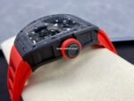 BBR Factory Richard Mille 43mm RM055 Black Carbon Fiber Red Rubber Strap Black Skeletonized Dial - Image 6