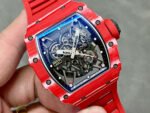 BBR Factory Richard Mille 44.5mm RM35-02 Red Carbon Fiber Red Rubber Strap Black Skeletonized - Image 2