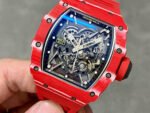 BBR Factory Richard Mille 44.5mm RM35-02 Red Carbon Fiber Red Rubber Strap Black Skeletonized - Image 3