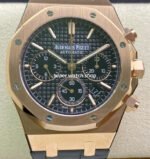 BF Factory Audemars Piguet Royal Oak Chronograph 26240OR.OO.D002CR.02 41mm Rose Gold Leather Strap Black Dial