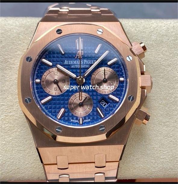BF-Factory-Audemars-Piguet-Royal-Oak-Chronograph-26331OR.OO_.1220OR.01-41mm-5.jpg BF Factory Audemars Piguet Royal Oak Chronograph 26331OR.OO.1220OR.01 41mm Full Rose Gold Rose Gold Eye Blue Dial - Image 1