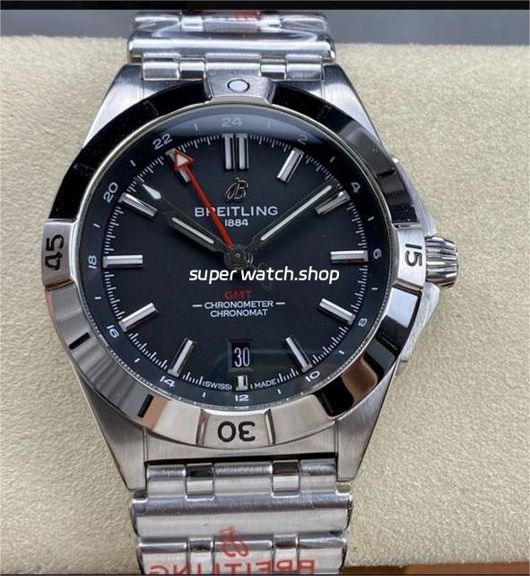 BLS-Factory-Breitling-Chronomat-GMT-A32398101B1A-40mm-Red-GMT-Needle-Full-Steel-Black-Dial-.jpg BLS Factory Breitling Chronomat GMT A32398101B1A 40mm Red GMT Needle Full Steel Black Dial - Image 1