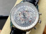BLS Factory Breitling Montbrillant Datora A2133012 G518 43mm Steel Leather Strap Silver Dial - Image 3