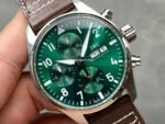 BLS Factory IWC Pilot Chronograph IW388103 41mm Steel Leather Strap Arabic Numerals Green Dial - Image 2