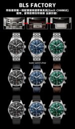 BLS Factory IWC Pilot Chronograph IW388104 41mm Full Steel Strap Arabic Numerals Green Dial - Image 11