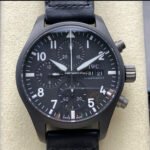 BLS Factory IWC Pilot Chronograph Top Gun IW388106 41mm Leather Strap Black Dial